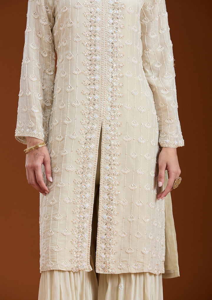 Pista Green Cutdana Tissue Readymade Salwar Suit