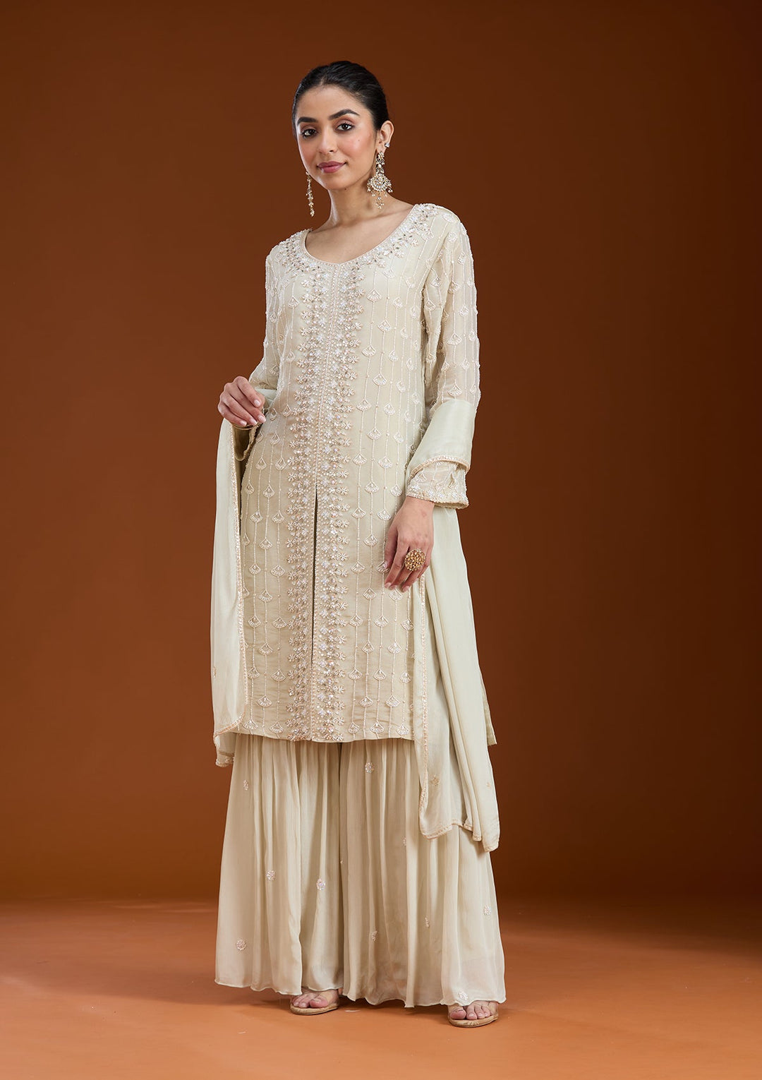 Pista Green Cutdana Tissue Readymade Salwar Suit