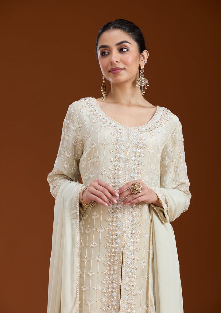 Pista Green Cutdana Tissue Readymade Salwar Suit-koskii