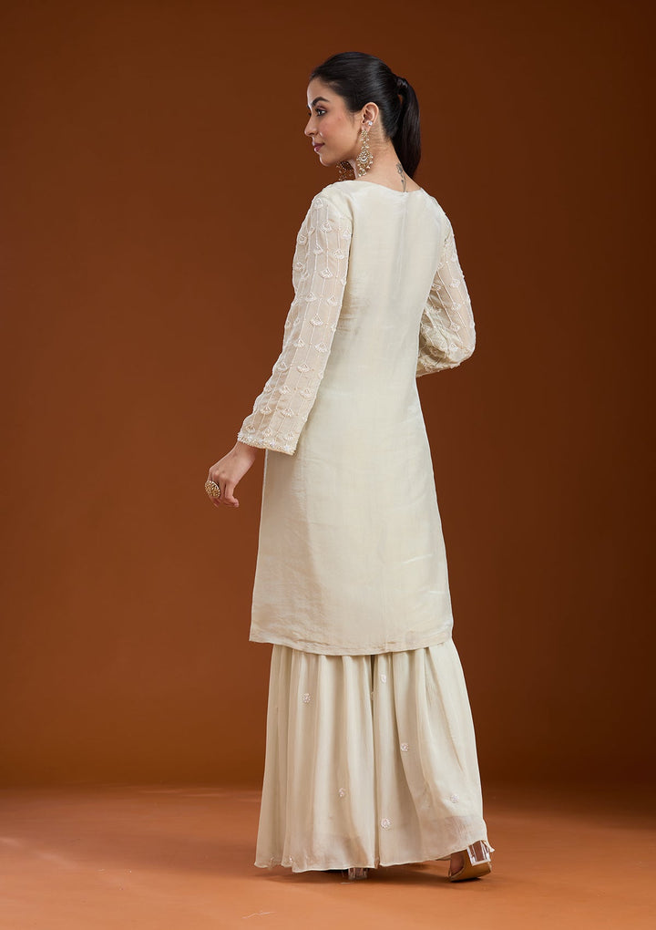 Pista Green Cutdana Tissue Readymade Salwar Suit-koskii