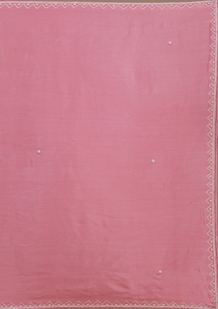Pink Cutdana Crepe Readymade Salwar Suit_koskii