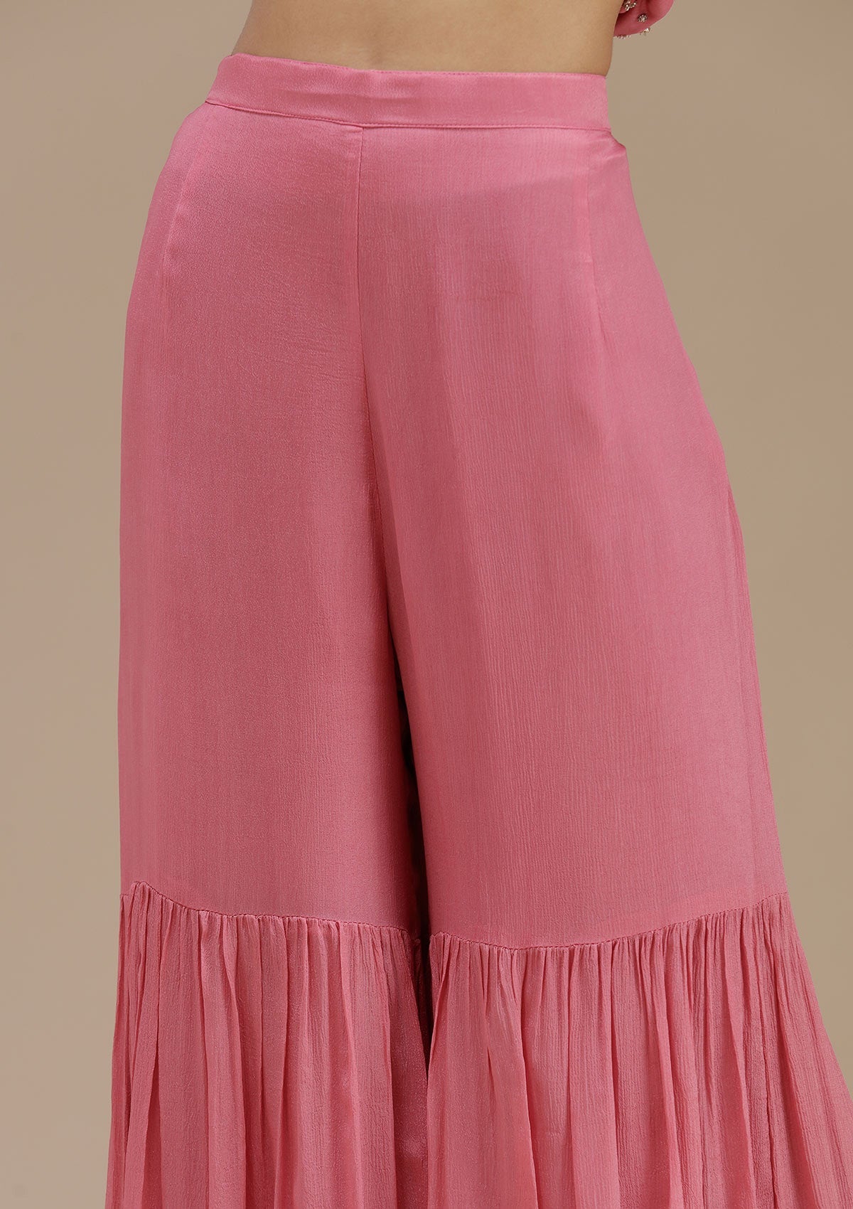 Pink Cutdana Crepe Readymade Salwar Suit_koskii