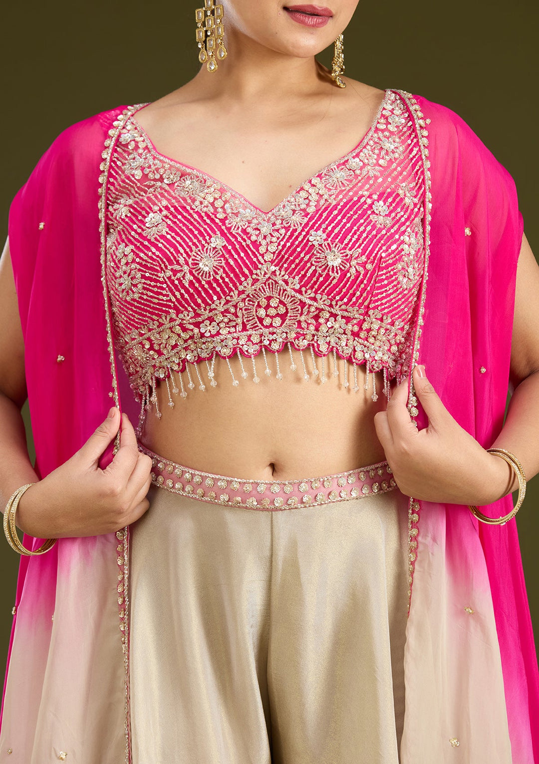 Pink Cutdana Georgette Readymade Salwar Suit