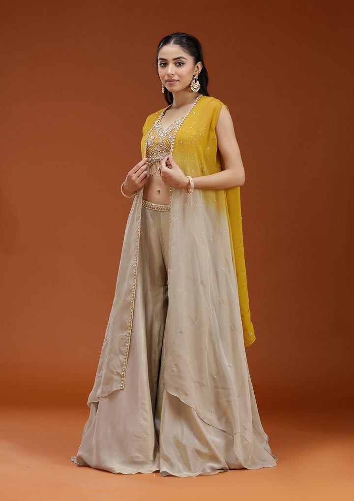 Yellow Cutdana Georgette Readymade Salwar Suit_koskii