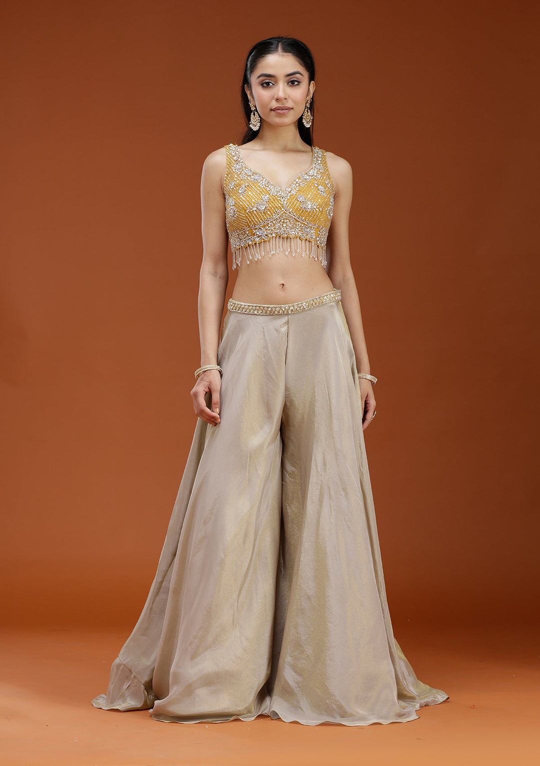 Yellow Cutdana Georgette Readymade Salwar Suit_koskii