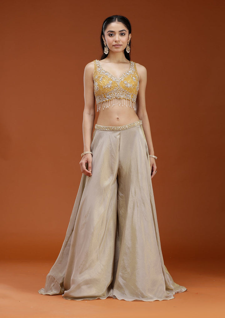 Yellow Cutdana Georgette Readymade Salwar Suit_koskii