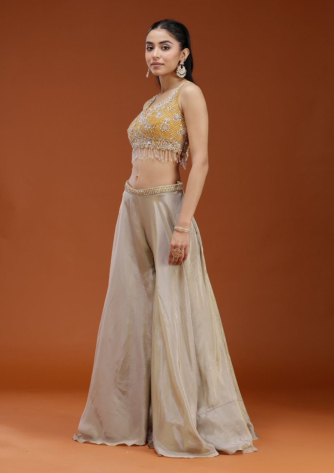 Yellow Cutdana Georgette Readymade Salwar Suit_koskii