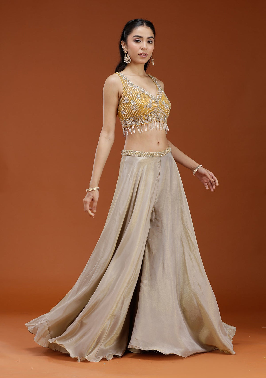 Yellow Cutdana Georgette Readymade Salwar Suit_koskii