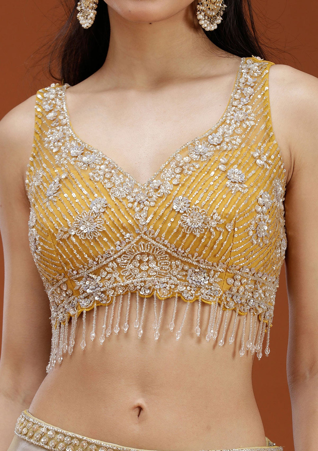 Yellow Cutdana Georgette Readymade Salwar Suit_koskii