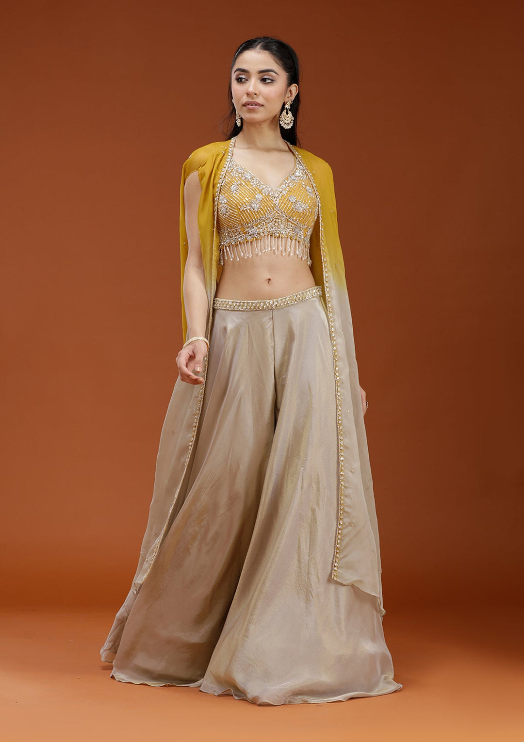 Yellow Cutdana Georgette Readymade Salwar Suit_koskii