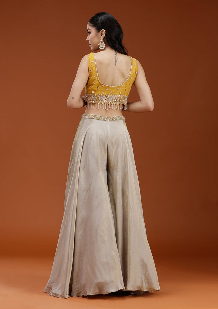 Yellow Cutdana Georgette Readymade Salwar Suit_koskii