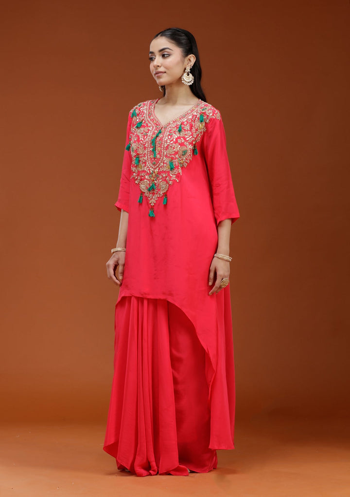 Pink Cording Satin Readymade Salwar Suit_koskii