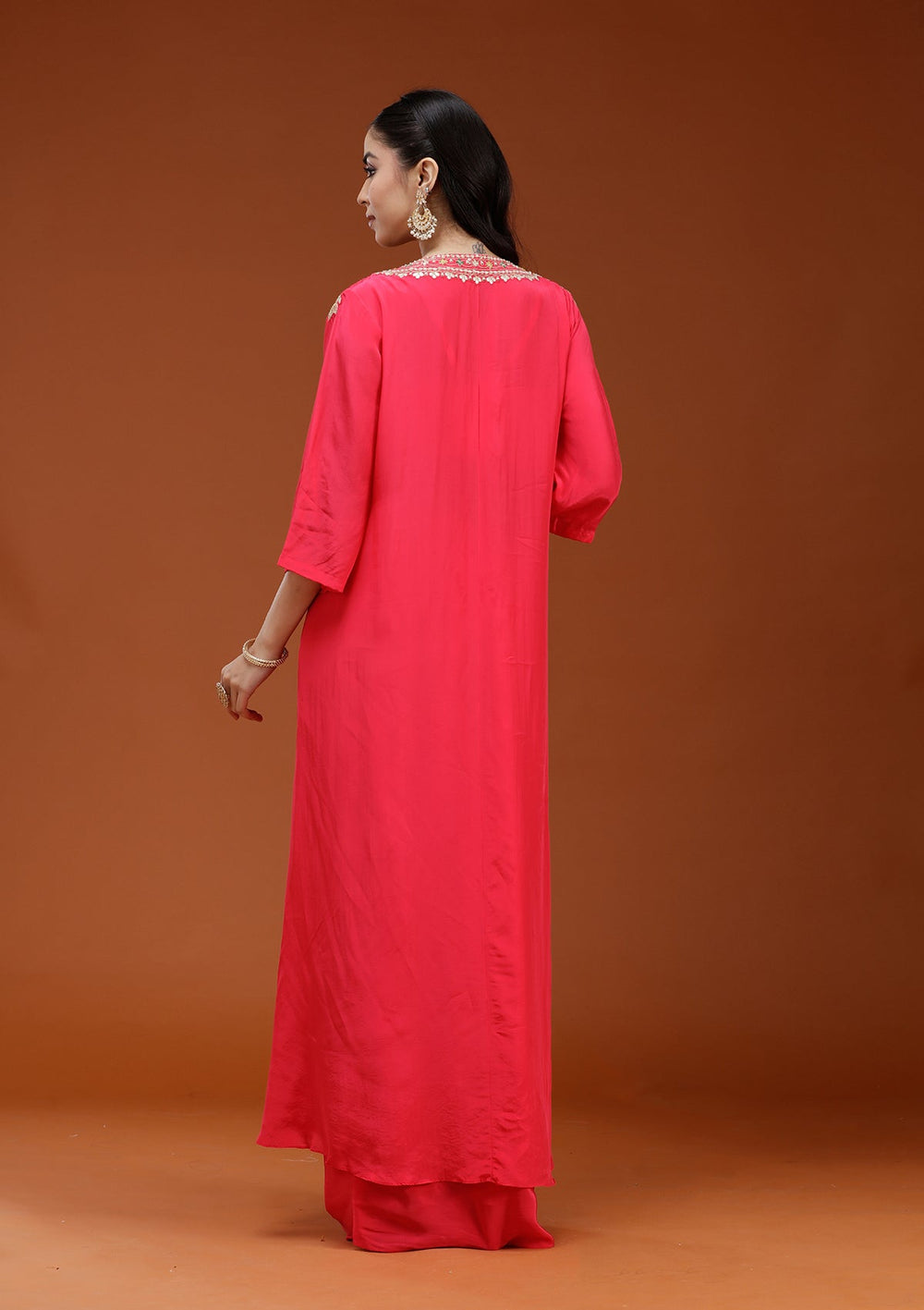Pink Cording Satin Readymade Salwar Suit_koskii