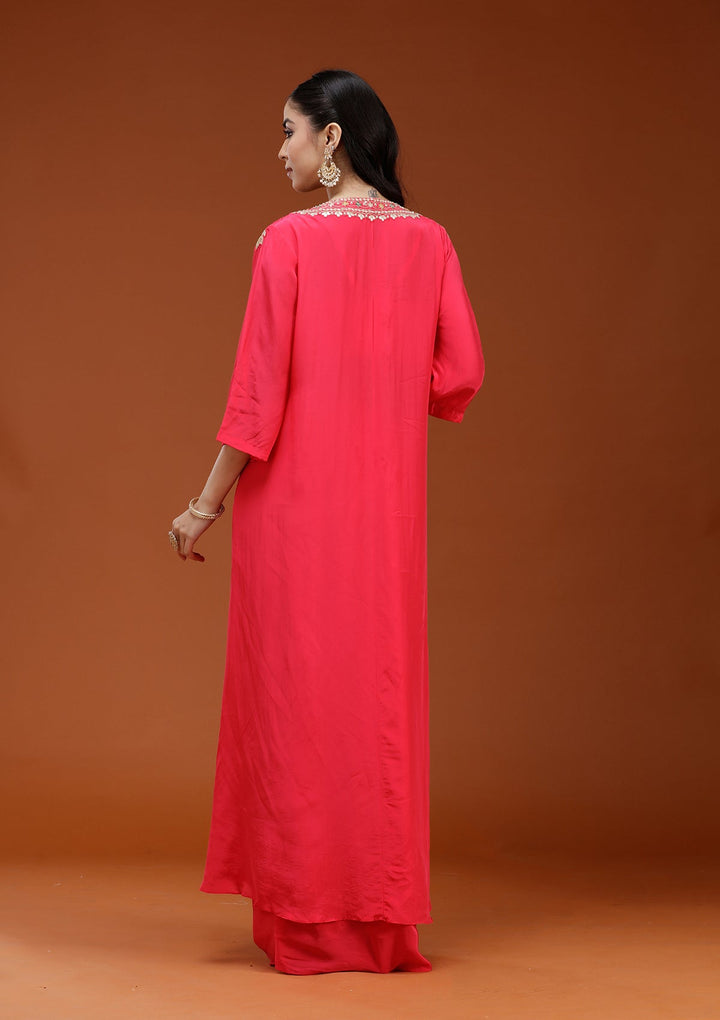 Pink Cording Satin Readymade Salwar Suit_koskii