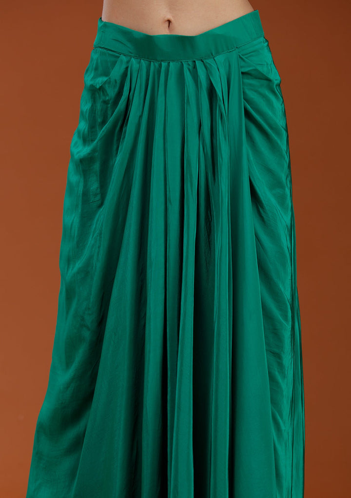 Rama Green Cording Satin Readymade Salwar Suit_koskii