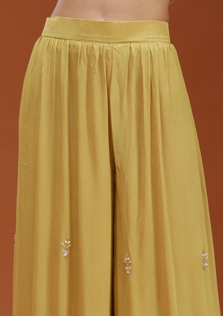 Yellow Cutdana Crepe Readymade Salwar Suit-koskii