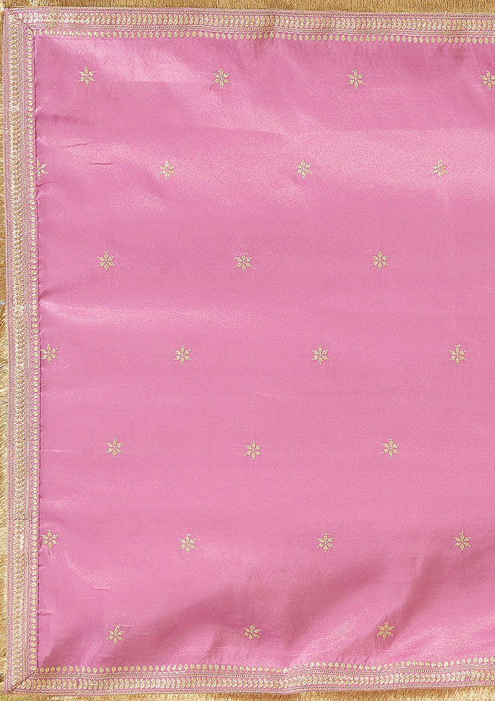 Dark Onion Pink Pitawork Tissue Readymade Salwar Suit-koskii