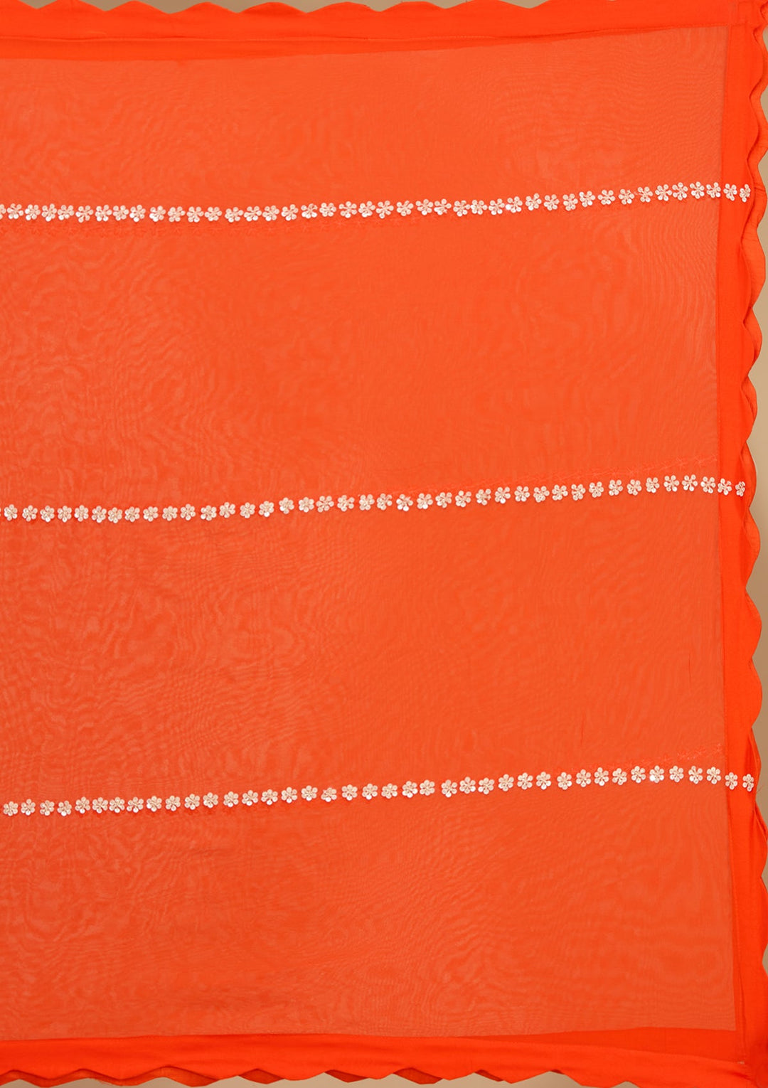 Rust Pearlwork Georgette Readymade Salwar Suit