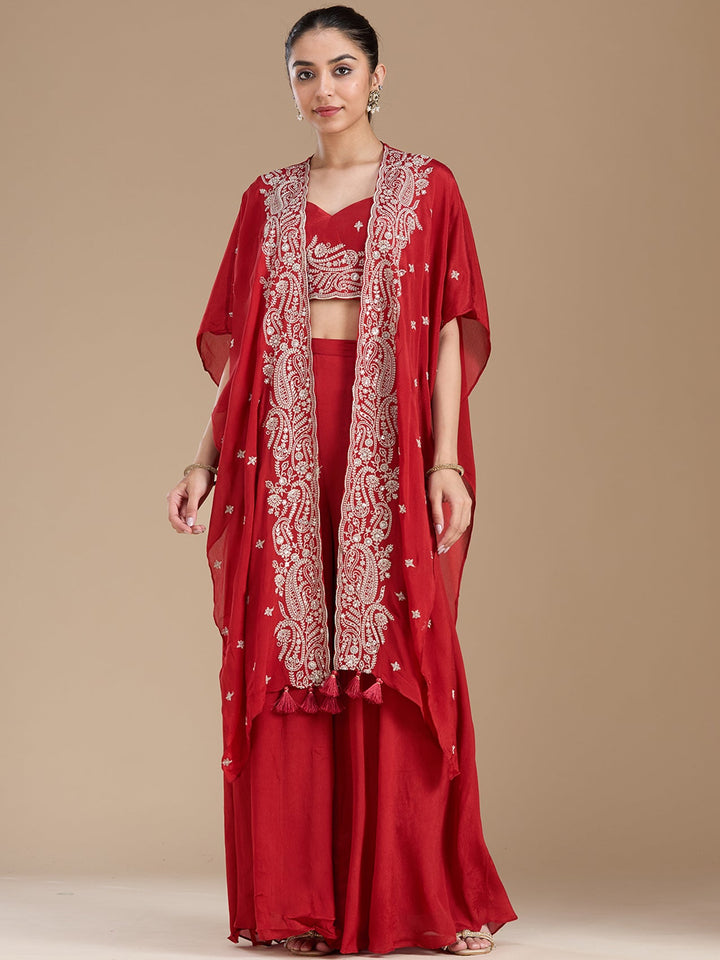 Rust Zariwork (Gold) Chiffon Readymade Salwar Suit