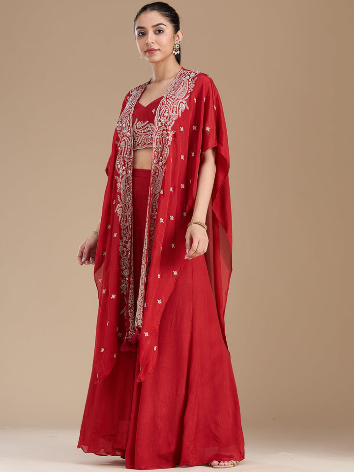 Rust Zariwork (Gold) Chiffon Readymade Salwar Suit