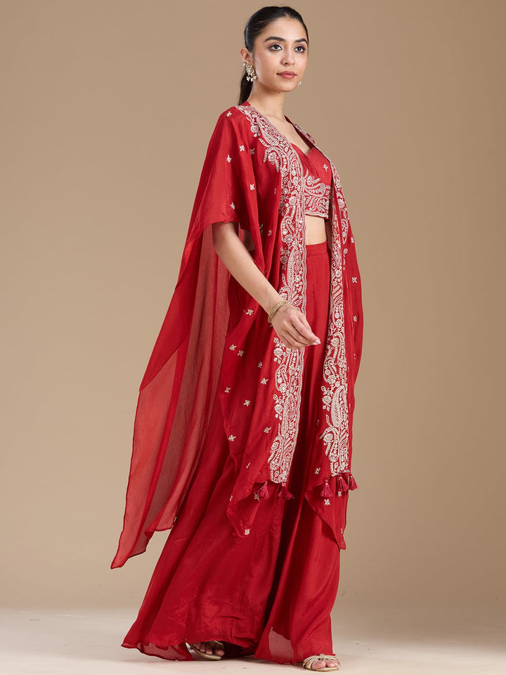 Rust Zariwork (Gold) Chiffon Readymade Salwar Suit