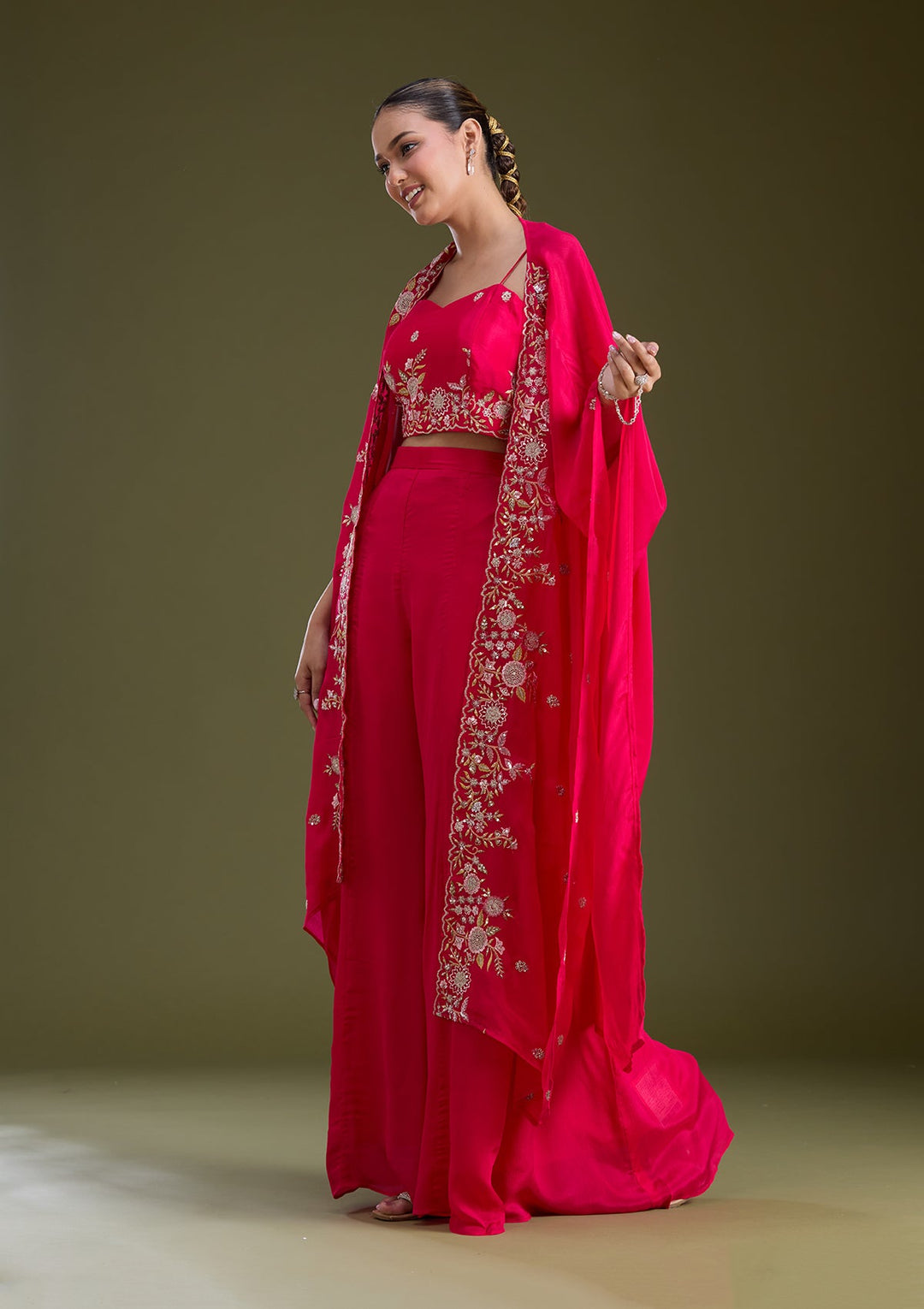 Rani Pink Cutdana Soft Raw Silk Readymade Salwar Suit