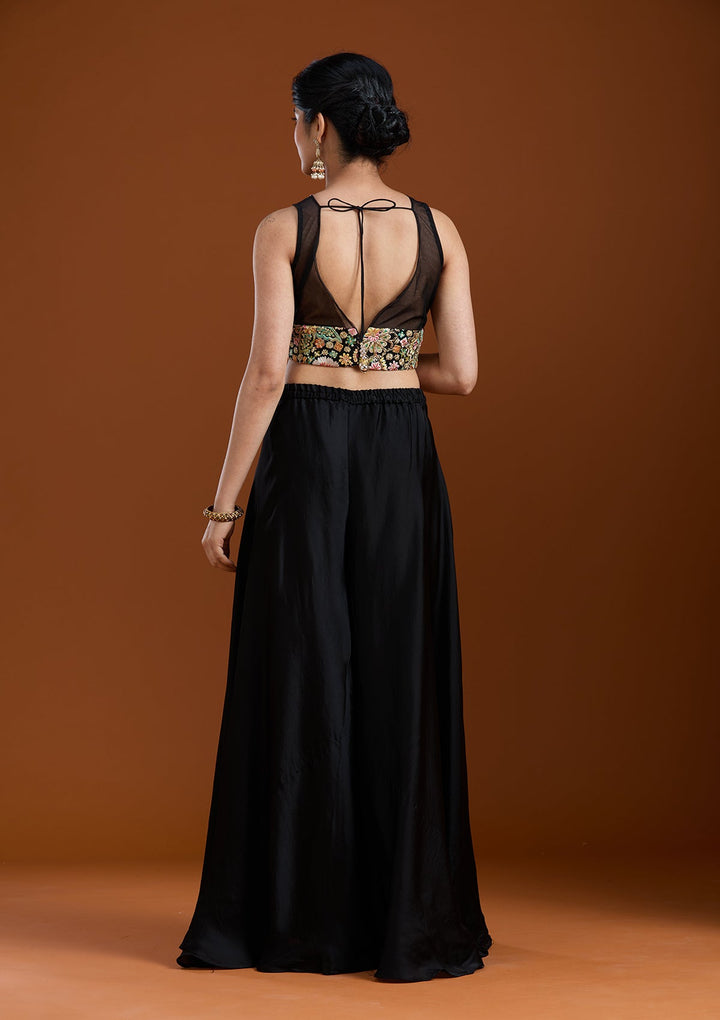 Black Cutdana Crepe Readymade Salwar Suit-Koskii