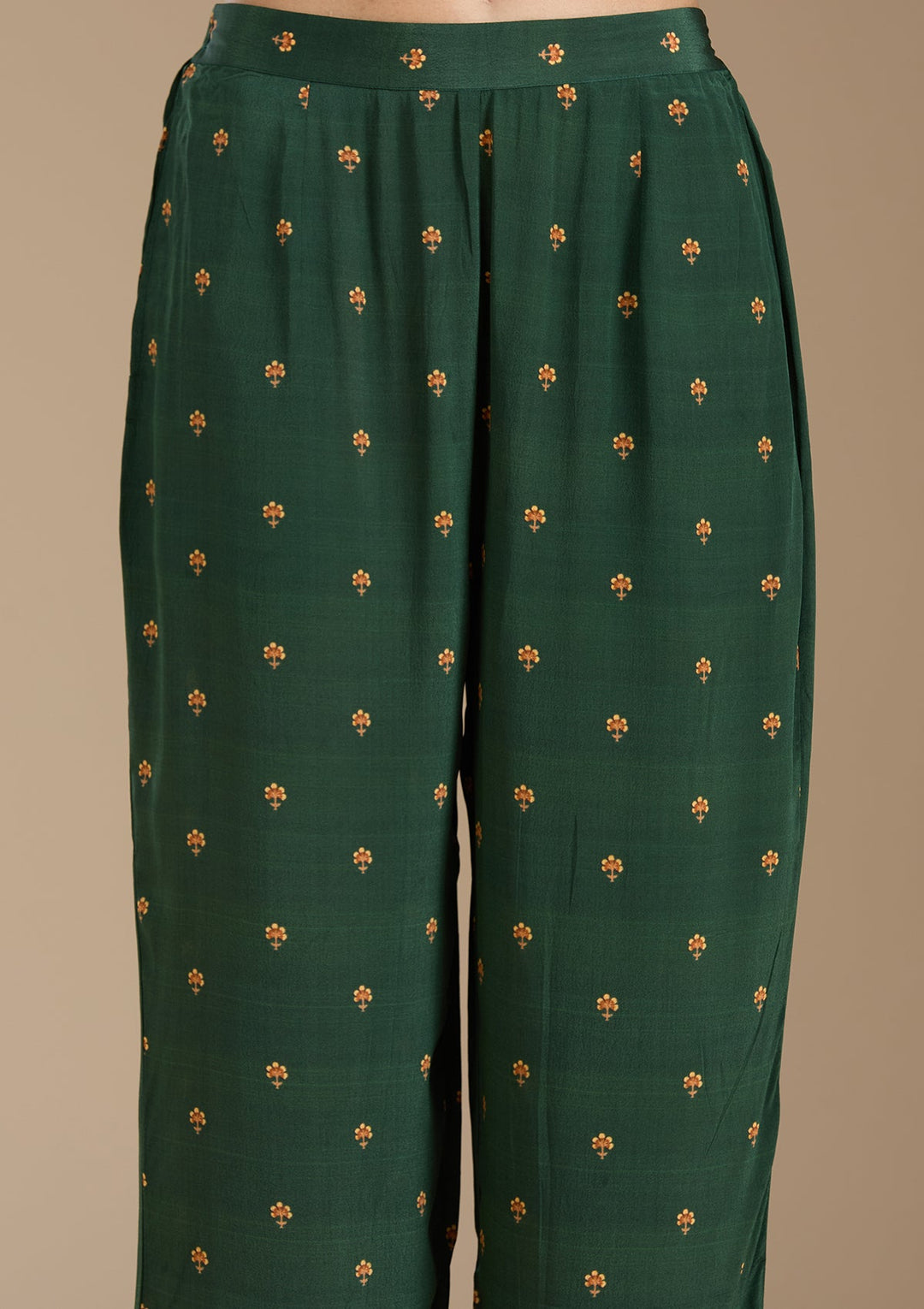 Teal Green Printed Crepe Readymade Salwar Suit_koskii