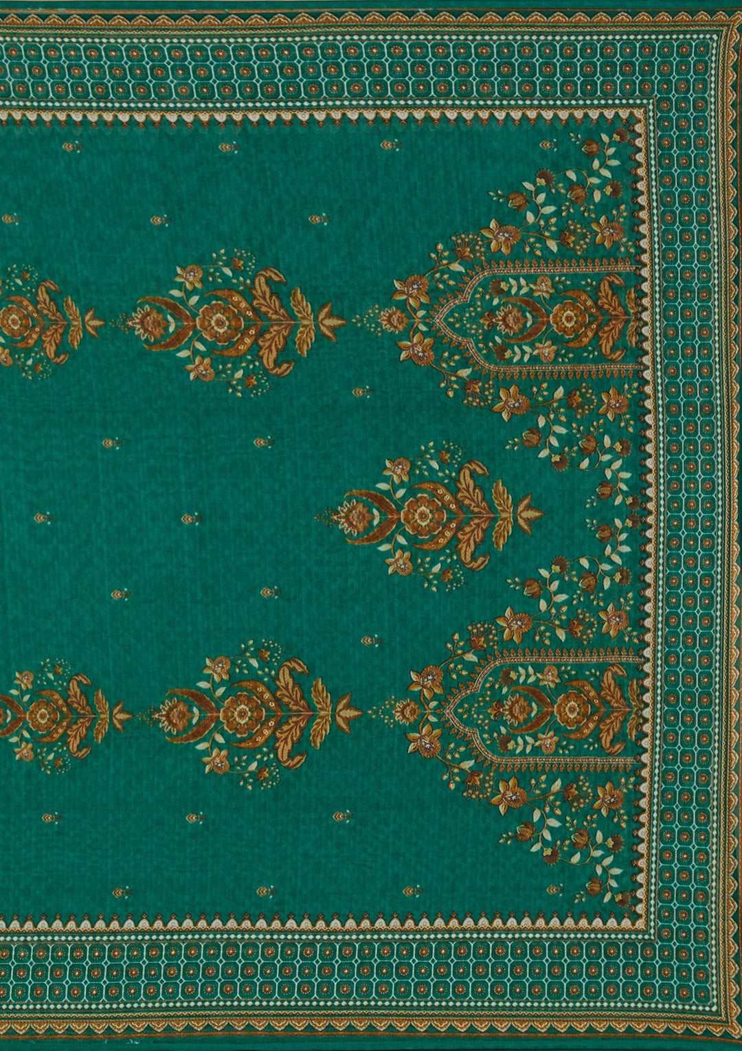 Teal Green Printed Crepe Readymade Salwar Suit_koskii