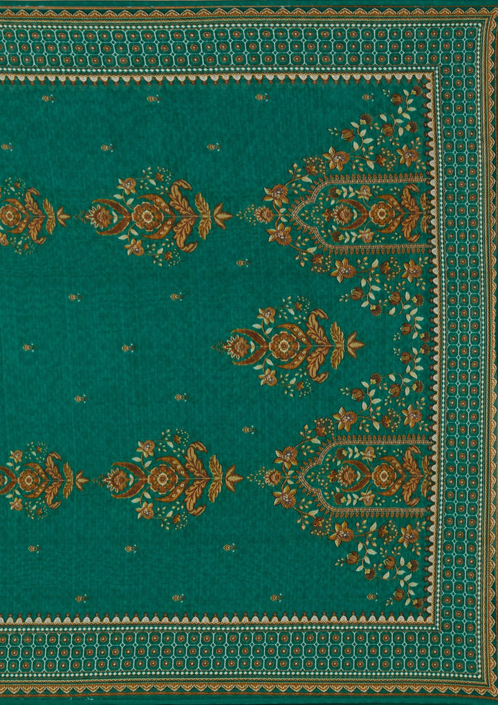 Teal Green Printed Crepe Readymade Salwar Suit_koskii