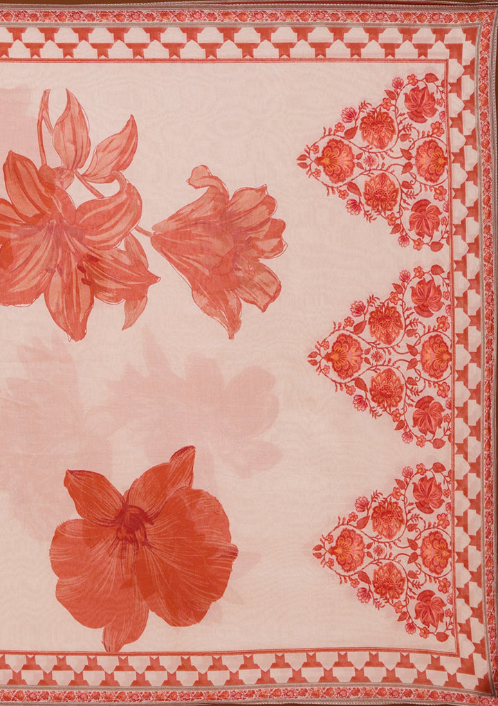 Beige Printed Crepe Readymade Salwar Suit_koskii