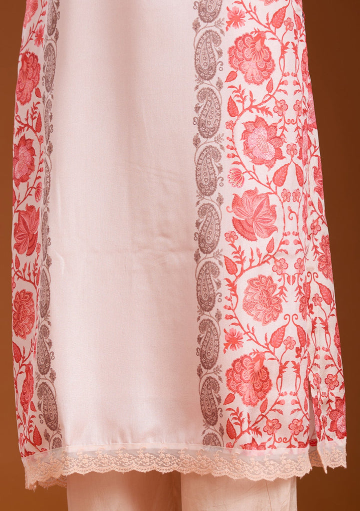 Beige Printed Crepe Readymade Salwar Suit_koskii