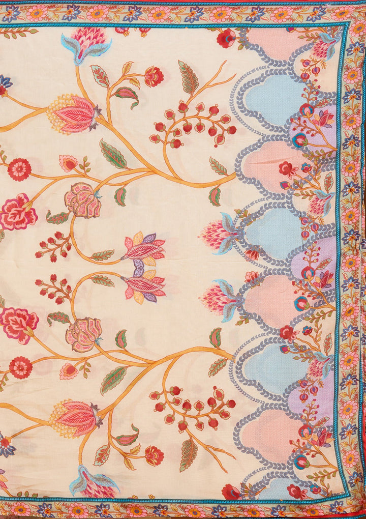 Beige Printed Crepe Readymade Salwar Suit_koskii