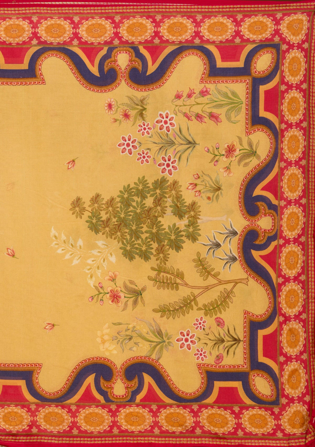 Mustard Yellow Printed Crepe Readymade Salwar Suit_koskii