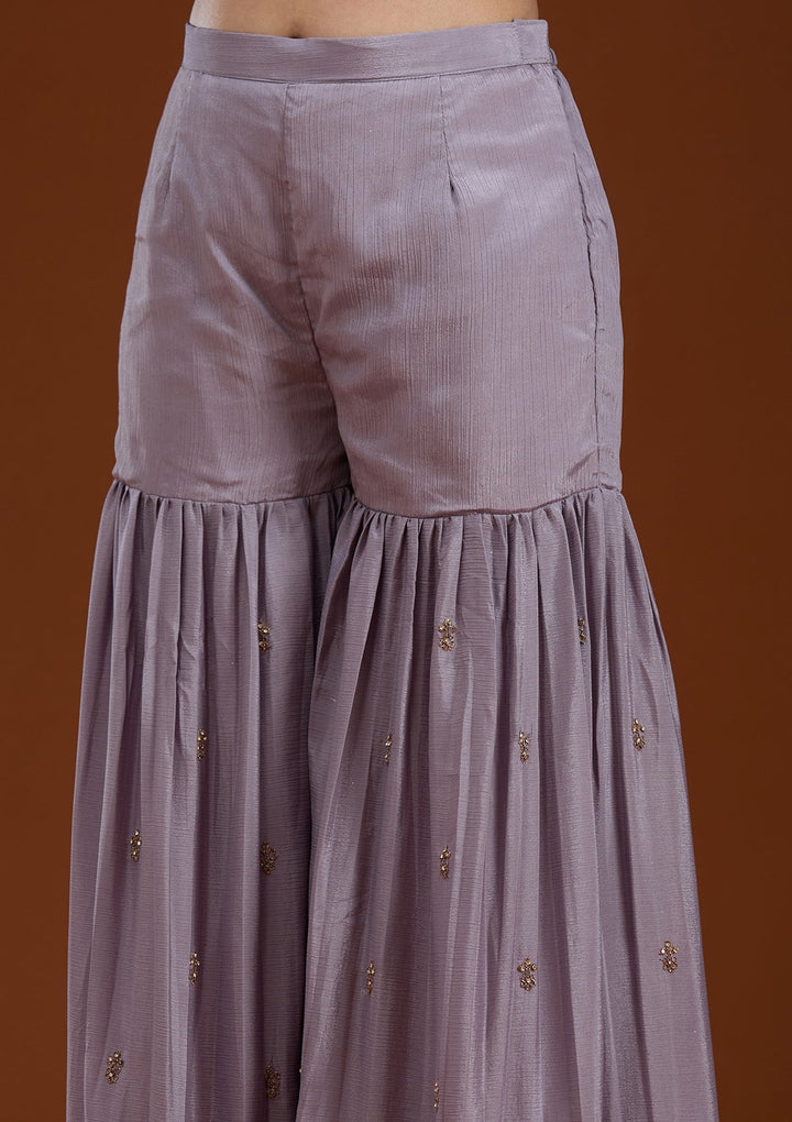 Lavender Stonework (Gold) Georgette Readymade Salwar Suit