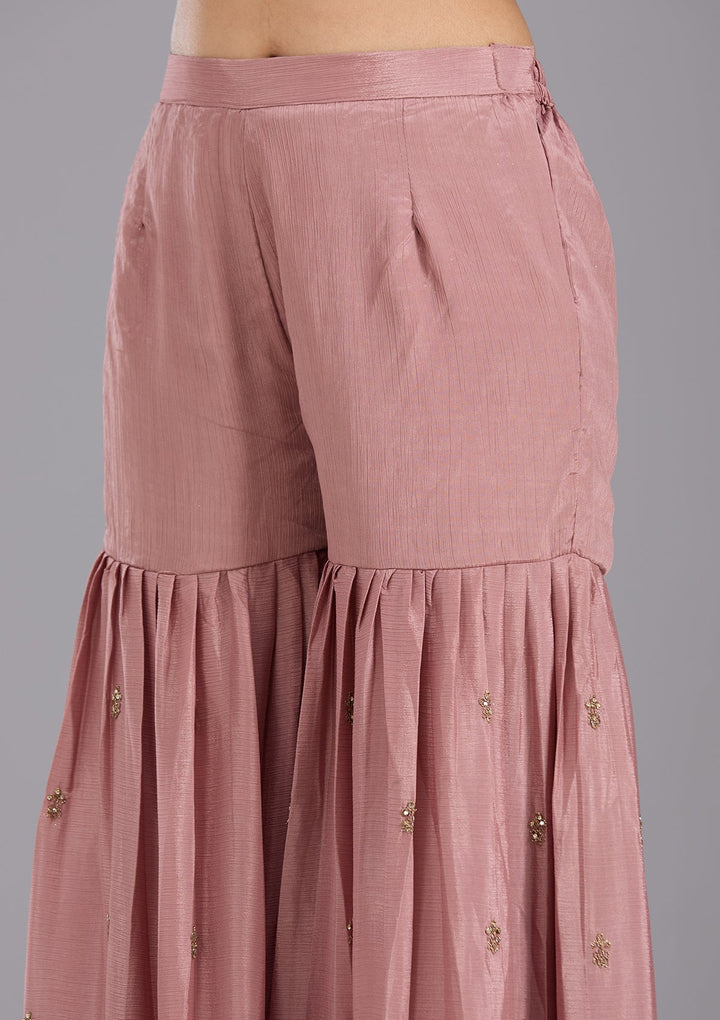 Pink Stonework (Gold) Georgette Readymade Salwar Suit