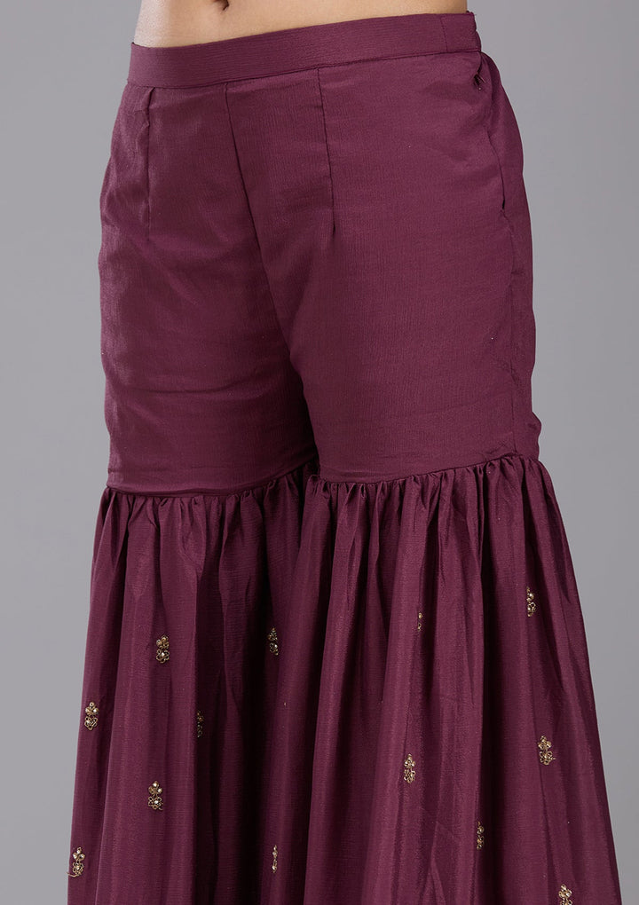 Wine Stonework (Gold) Georgette Readymade Salwar Suit