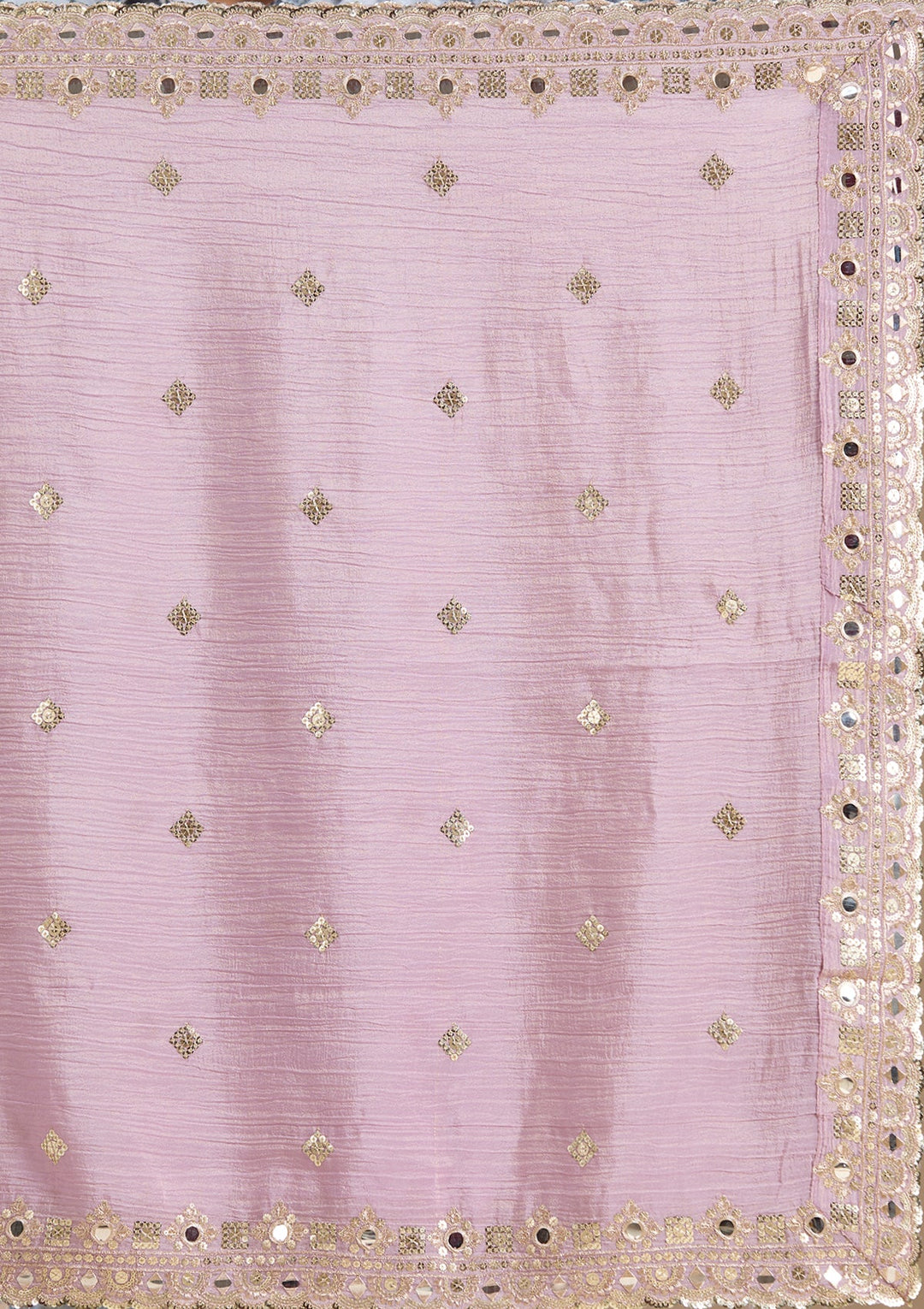 Mauve Mirrorwork Tissue Readymade Salwar Suit-koskii