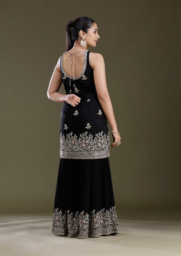 Black Sequins Tissue Readymade Salwar Suit