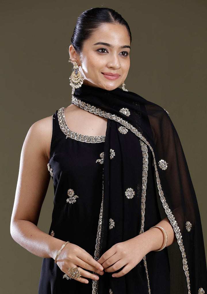 Black Sequins Tissue Readymade Salwar Suit