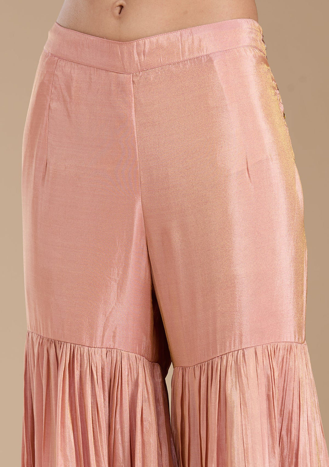 Peach Sequins Tissue Readymade Salwar Suit-koskii