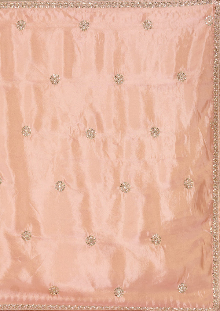 Peach Sequins Tissue Readymade Salwar Suit-koskii