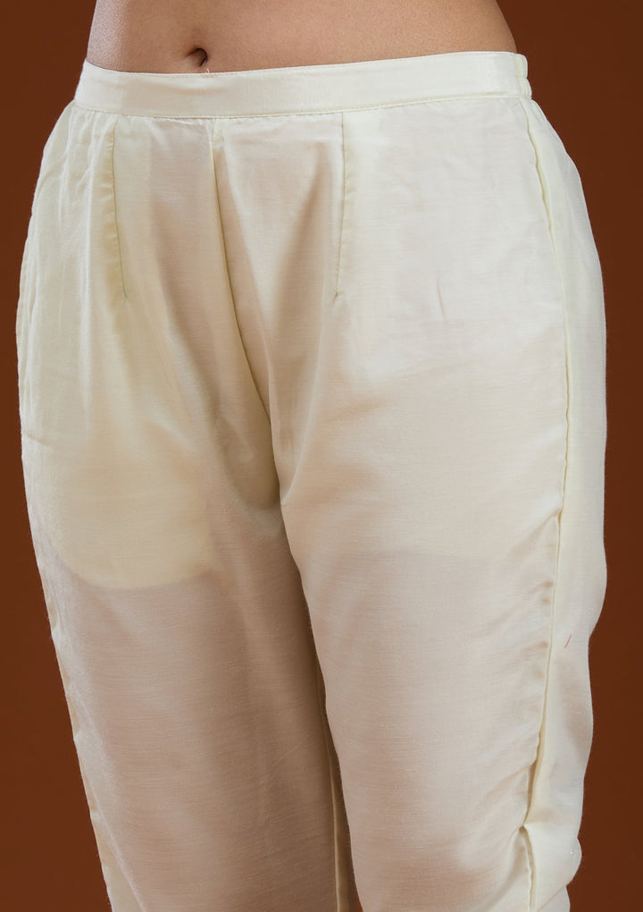 Off White Zariwork Brocade Readymade Salwar Suit