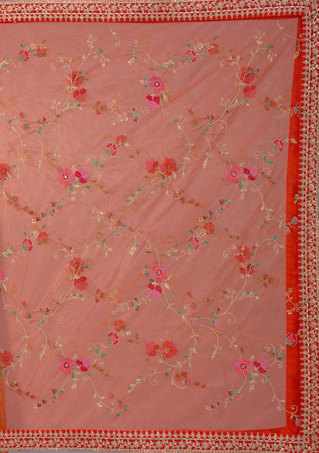 Orange Zariwork Brocade Readymade Salwar Suit