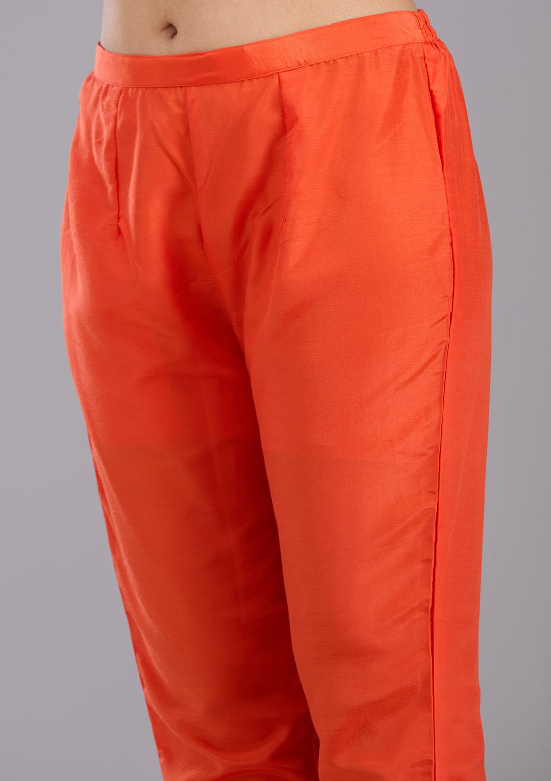 Orange Zariwork Brocade Readymade Salwar Suit