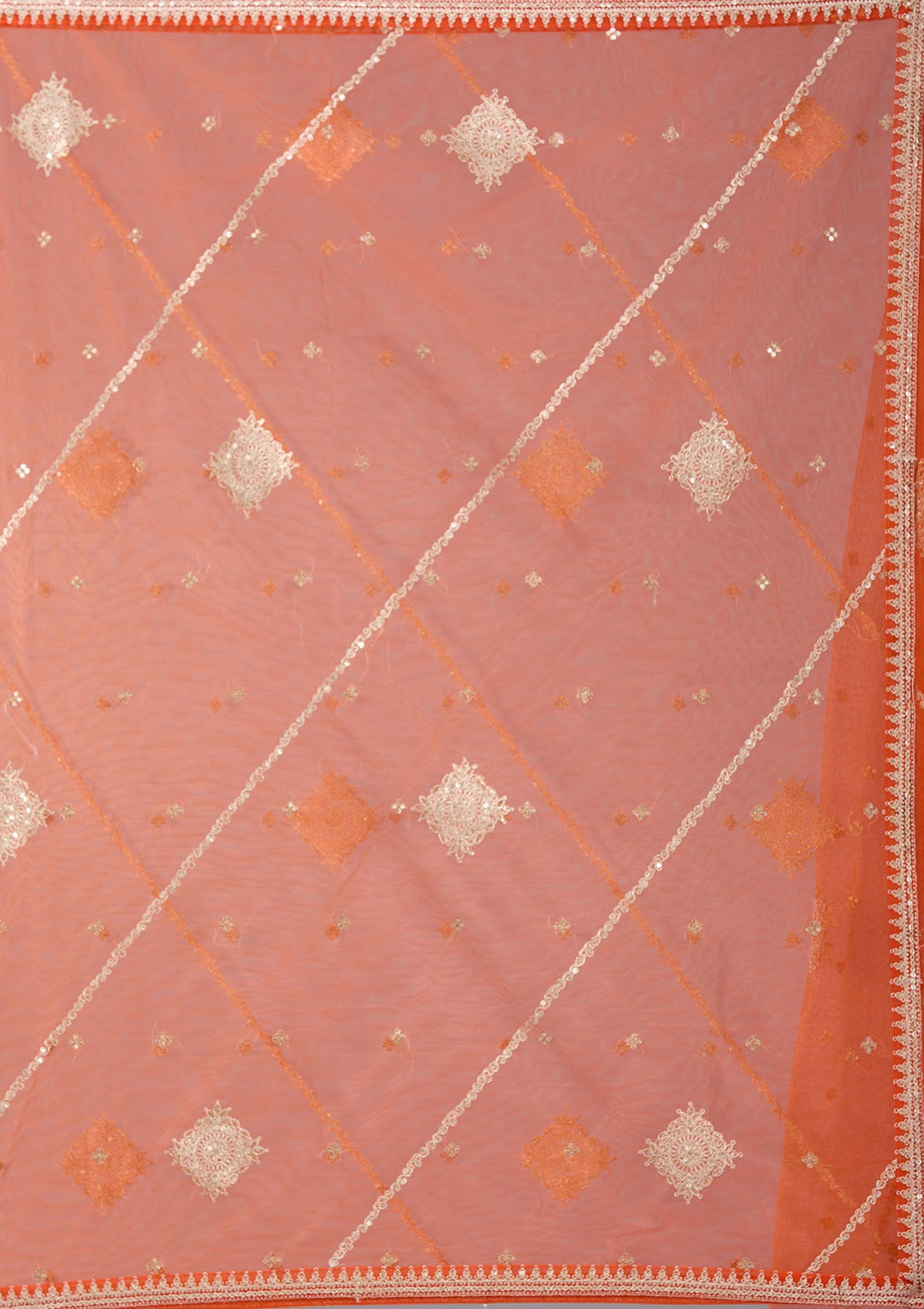 Orange Zariwork Brocade Readymade Salwar Suit