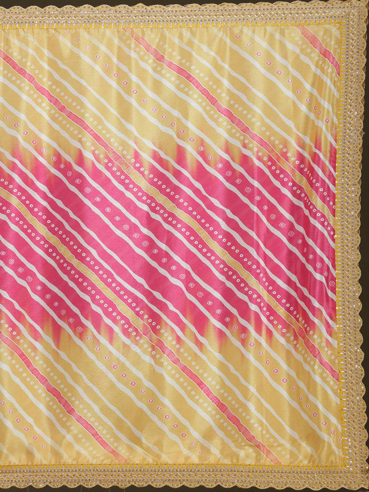 Yellow Sequins Soft Raw Silk Readymade Salwar Suit