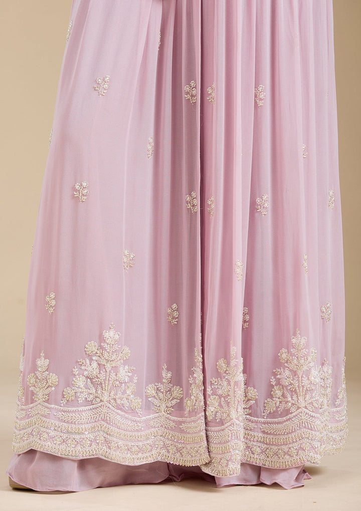 Mauve Cutdana Georgette Readymade Salwar Suit-Koskii