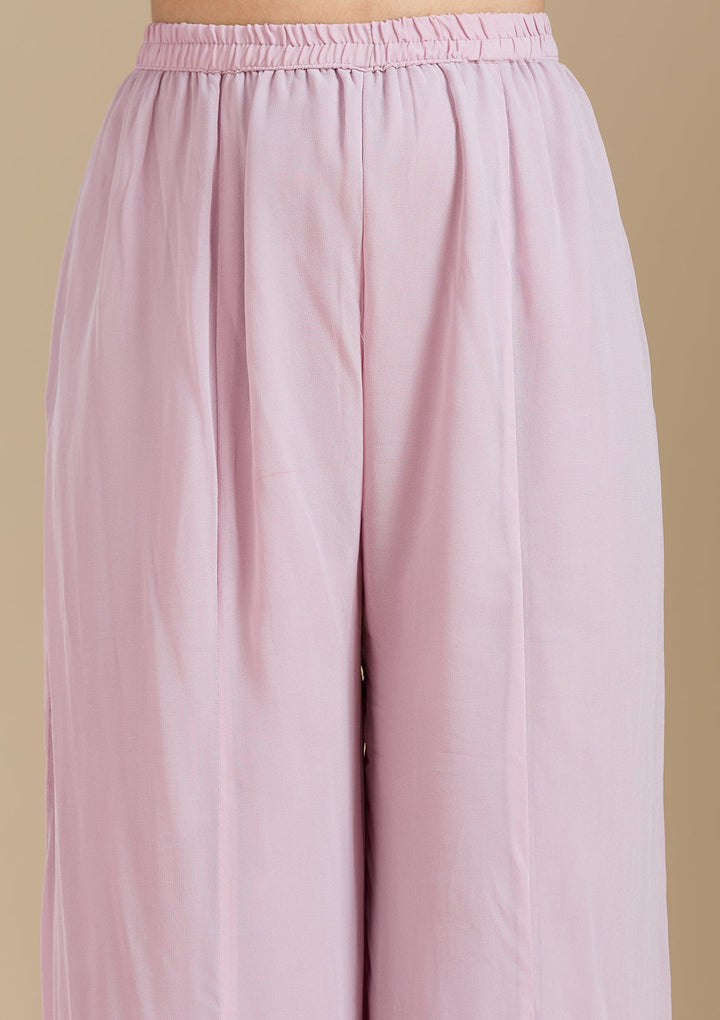 Mauve Cutdana Georgette Readymade Salwar Suit-Koskii