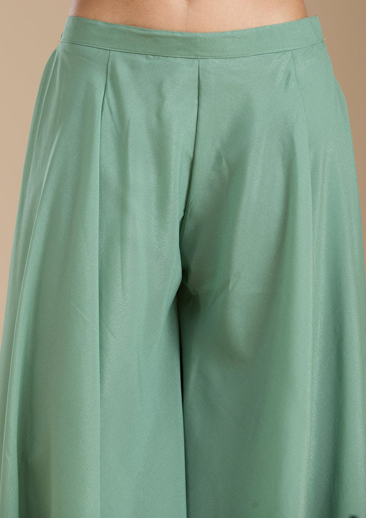 Leaf Green Zariwork (Gold) Georgette Readymade Salwar Suit_koskii